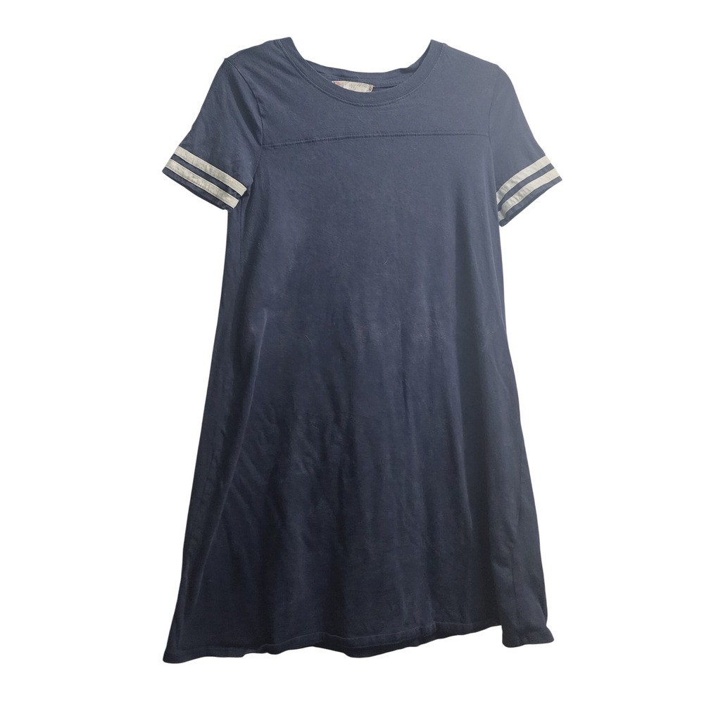 Pink Rose Vintage Navy Blue Striped‎ Sleeve T Shirt Dress Womens Size S